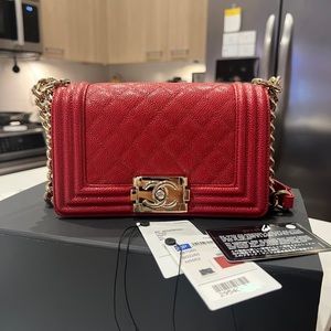 CHANEL Boy Flap Bag Quilted Caviar Small